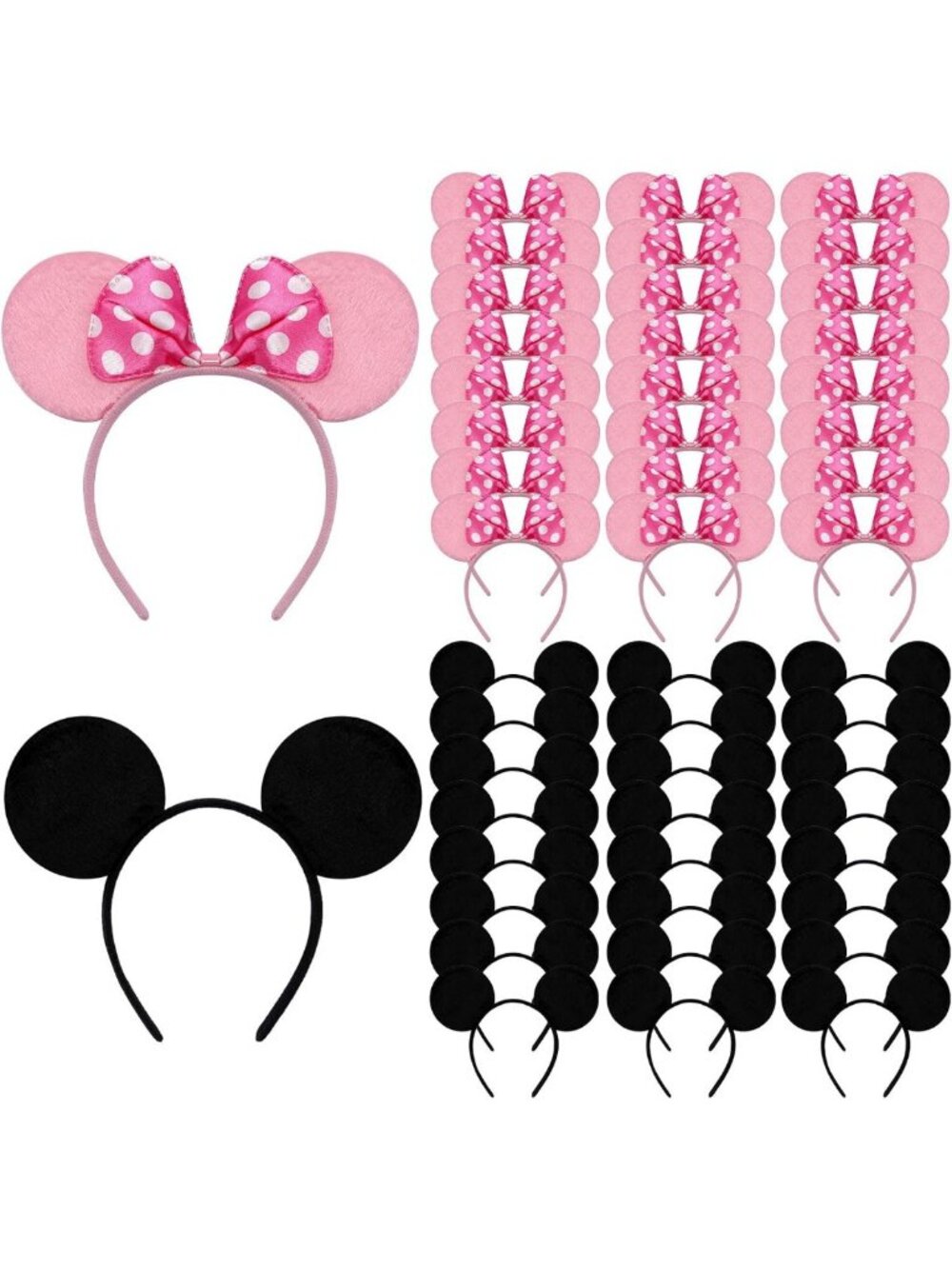 50 Pcs Mouse Ears Headbands for Birthday Parties, Costume Play & Celebration